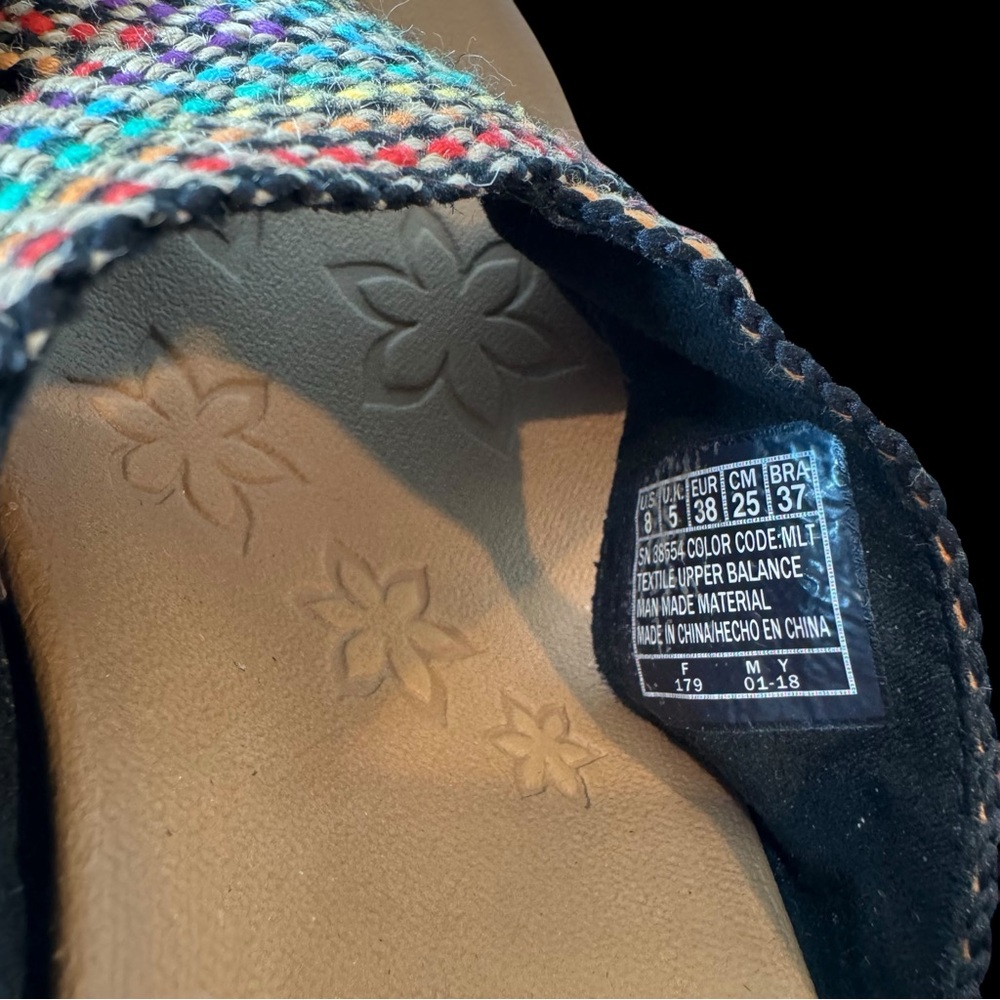Skechers Wedge Luxe Foam Strap Slip On Comfort Rainbow Cork Sandals Size 8 - Picture 7 of 7